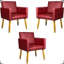 Ver imagem 1 de Kit 3 Poltronas Decorativa para Sala Recepção Consultório Nina Corino Cores Pé Palito 30 Cm Castanho