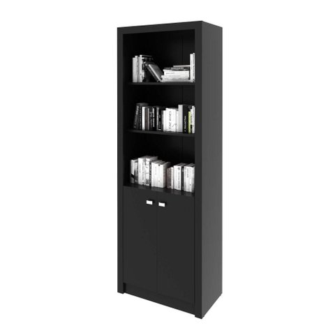 Armários para Escritório Me4110 C/ 2 Portas e 3 Prateleiras Preto - Tecno Mobili