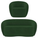 Ver imagem 1 de Sofá 2 Lugares Living 160cm e 1 Poltrona Giratória Garbin Z08 Veludo Verde - Mpozenato