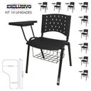 Ver imagem 2 de Cadeira Universitária Plástica Preta com Porta Livros 10 Unidades Prancheta Plástica - Ultra Móveis