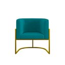 Ver imagem 5 de Kit 02 Poltronas Lua com Base de Metal Gold Sala Reforçada Cor:azul Turquesa