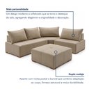 Ver imagem 6 de Sofá de Canto Modulado com Puff e Base Madeira Maciça 270CMX220CM Lisboa