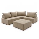 Ver imagem 3 de Sofá de Canto Modulado com Puff e Base Madeira Maciça 270CMX220CM Lisboa