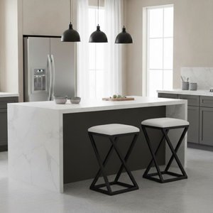 Kit 2 Banqueta Baixa Cozinha 50 Cm Balcão Bar Gourmet Corino:branco