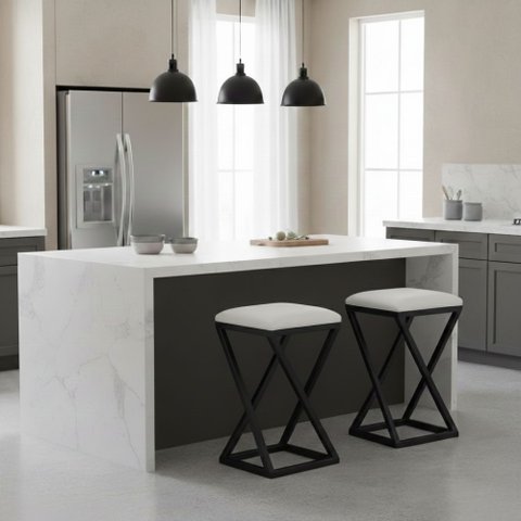 Kit 2 Banqueta Baixa Cozinha 50 Cm Balcão Bar Gourmet Corino:branco