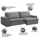 Ver imagem 3 de Sofá Retrátil Reclinável 3 Lugares 205cm Baluart F05 Veludo Prata - Mpozenato