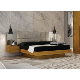 Cama Casal/Queen Cabeceira com 2 Mesas de Apoio e Espelho Braga - 1