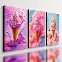 Ver imagem 1 de Kit 3 Quadro Decorativo Sorvete Sorveteria Moderno Est2 Qualidade Premium 28x20cm