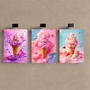 Ver imagem 2 de Kit 3 Quadro Decorativo Sorvete Sorveteria Moderno Est2 Qualidade Premium 28x20cm