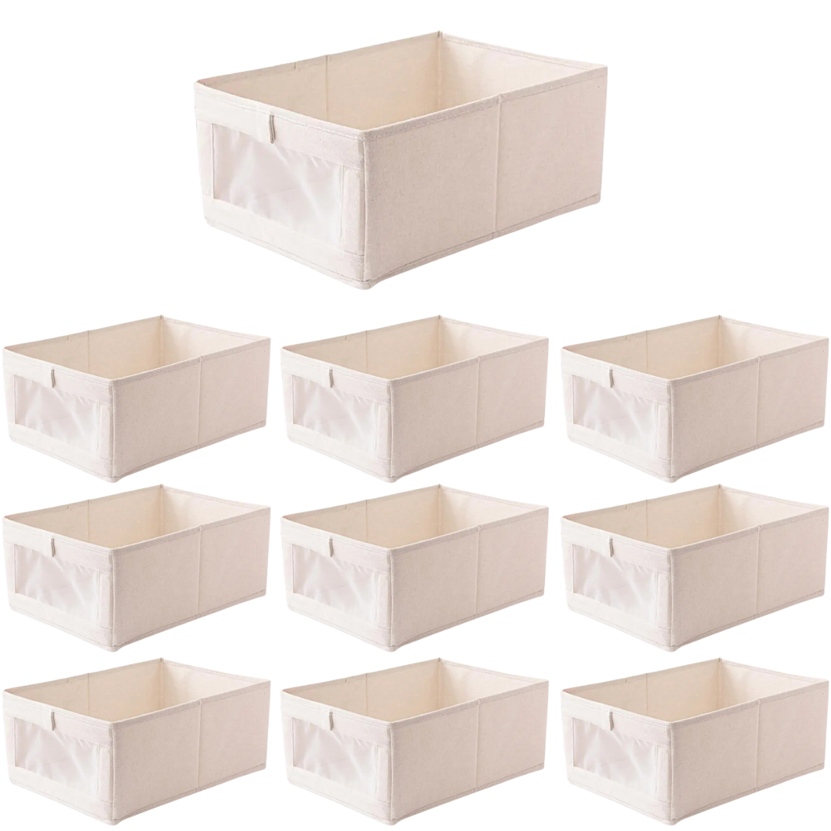 Caixa Organizadora Organiz Tecido com Visor 47x27x17cm 10un Cor:bege - 1