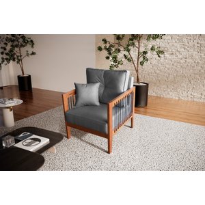 Poltrona Paris Corda nautica luxury linho Grafite com almofadas