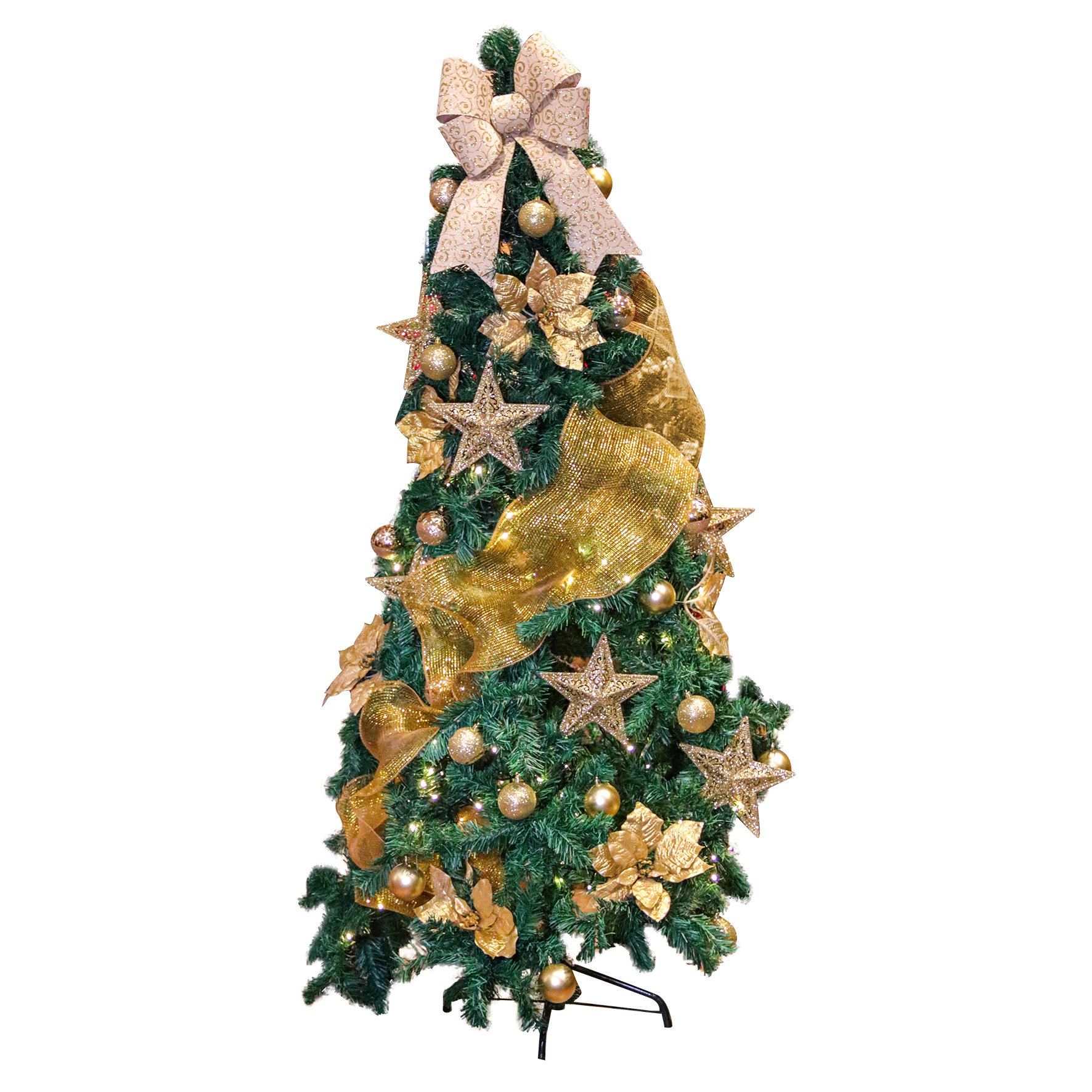 Árvore Natal Skiny 180cm 580 Galhos Enfeites Dourada Decorada Pisca-pisca  110v | MadeiraMadeira