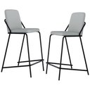 Ver imagem 1 de Kit 02 Banquetas Alta Bar Cozinha Sala de Jantar Loft Preto C01 Courino Saturno Off White - Lyam