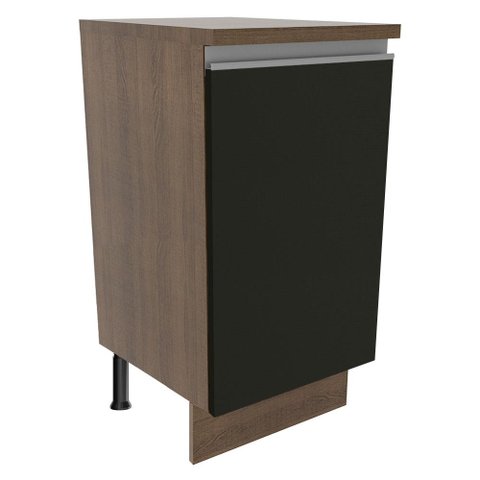 Balcão Armário de Cozinha 40 cm 1 Porta Rustic/Preto Glamy Madesa