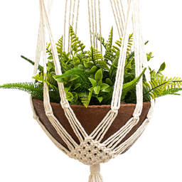 Suporte para Vaso de Plantas Macramê Bege Cru Cactus - 2