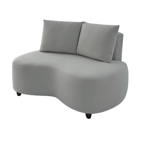 Sofa Orgânico Curvo Feijão 150cm Boucle Cinza Claro Venus Estofama