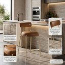 Ver imagem 4 de Banqueta Cozinha Média com Encosto Industrial Champanhe Kit 6 Londres PU D03 - D'Rossi