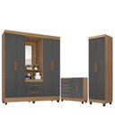 Ver imagem 1 de Guarda Roupa Casal Capela com Cômoda Lite 4 Gavetas 02 Portas a E armário Multiuso Lite Nature Cinza