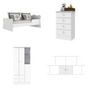 Ver imagem 3 de Quarto Infantil 4 Peças com Cama Roupeiro Cômoda e Nicho Docinho