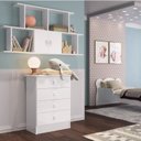 Ver imagem 2 de Quarto Infantil 4 Peças com Cama Roupeiro Cômoda e Nicho Docinho Branco