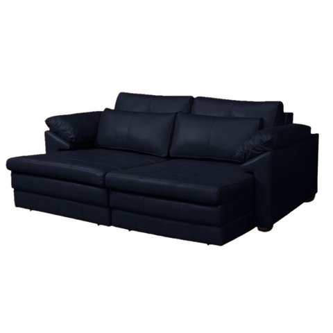Sofá Decorativo Sala de Estar Marselha Retratil Manual 3 Lugares 215cm Couro Azul Marinho - Mozzelar