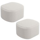 Ver imagem 1 de Kit 02 Puffs Decorativos Orgânico para Living Quarto 70cm Doha W01 Bouclê Cru - Lyam Decor