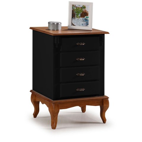 Mesa de Cabeceira Retrô 4 Gavetas Pés Luiz Xv 60404 Linz Móveis
