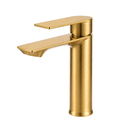 Ver imagem 1 de Torneira Monocomando de Mesa para Banheiro Bica Baixa Redonda Dourado Escovado