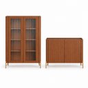 Ver imagem 2 de Kit Cristaleira com Buffet Bend Frisado Principal Incolar Cedro Metal Dourado
