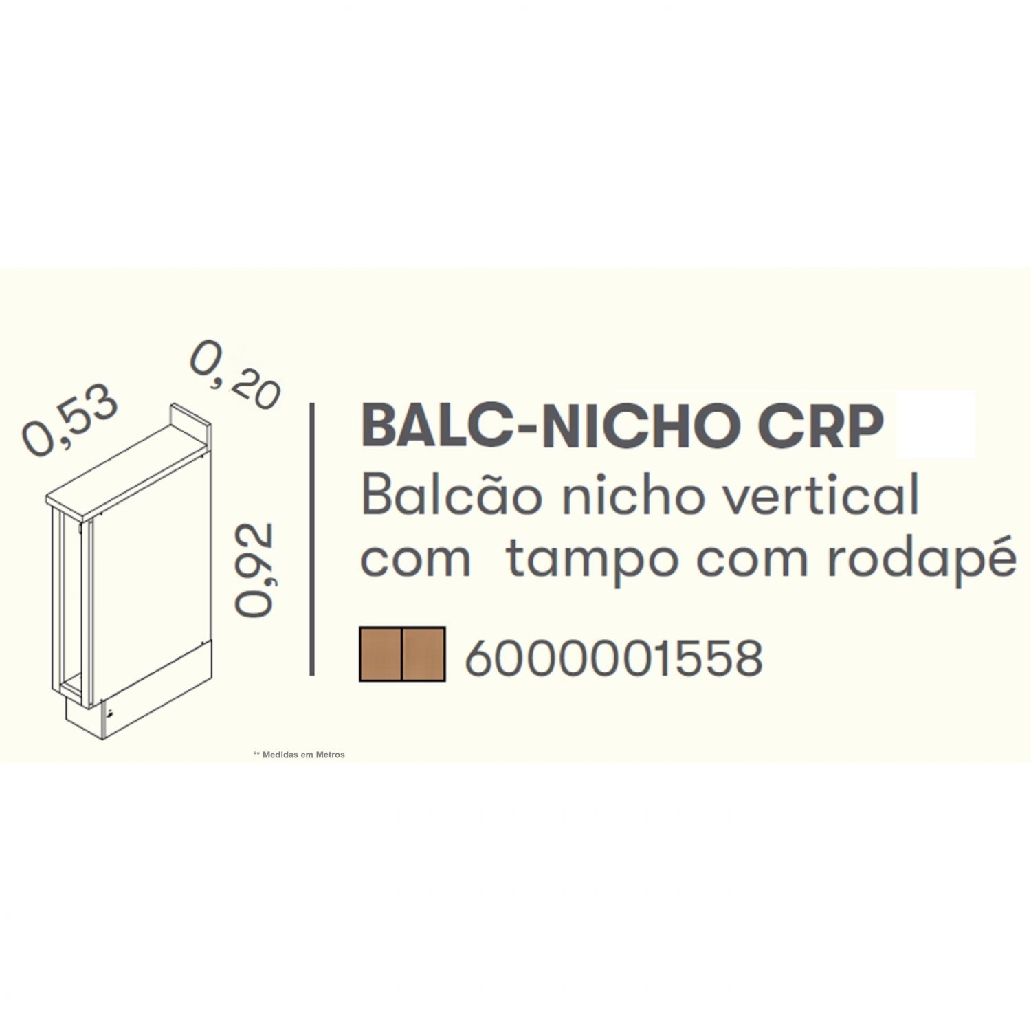 Balcão Nicho Toalheiro 20cm Tampo em UV com Rodapé em PVC Lisboa Itatiaia - 5