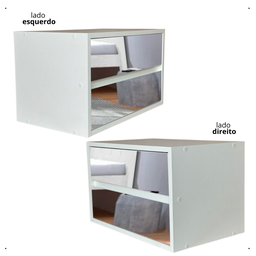 Mesa de Cabeceira Suspensa 2 Gavetas Espelho Organizadora Acessórios Lateral Cama 40x30x30cm - 5