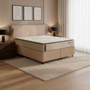 Ver imagem 2 de Cama Box Queen Probel Molas Ensacadas Pillow Top 158x198x68cm Guarda Costas Genova Branco/bege