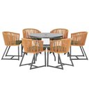 Ver imagem 1 de Mesa com 6 Cadeiras de Jantar Roma 120cm e Noronha em Alumínio Preto Corda Náutica Estofado 13 Trama