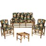 Conjunto Poltronas de Bambu 5 Lugares Cadeiras e Mesa de Centro com Almofadas para Área T20 - 1