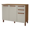 Ver imagem 1 de Balcão de Cozinha Monza 120cm 3 Portas e 2 Gavetas Freijó/off White com Tampo Mdf - Indékes