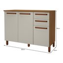 Ver imagem 3 de Balcão de Cozinha Monza 120cm 3 Portas e 2 Gavetas Freijó/off White com Tampo Mdf - Indékes