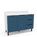 Ver imagem 2 de Balcão de Cozinha Meena 120x92,5cm com 3 Gavetas 2 Portas Branco/Azul 250012