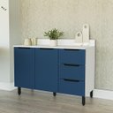 Ver imagem 1 de Balcão de Cozinha Meena 120x92,5cm com 3 Gavetas 2 Portas Branco/Azul 250012