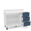 Ver imagem 4 de Balcão de Cozinha Meena 120x92,5cm com 3 Gavetas 2 Portas Branco/Azul 250012