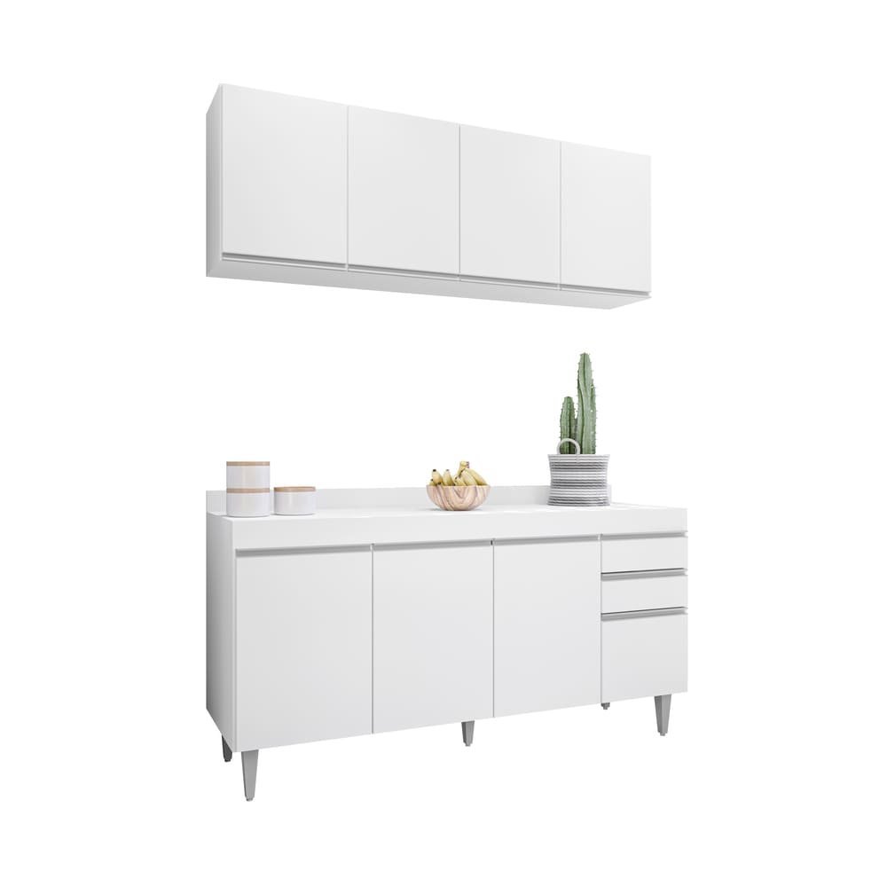 Kit Armário e Balcão 160cm S/ Tampo Branco - Vallisa Decor - 2