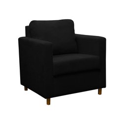 Poltrona Cadeira Lara Para Sala de Estar Escritório Consultório Suede Preto - Ninho Decor - 2