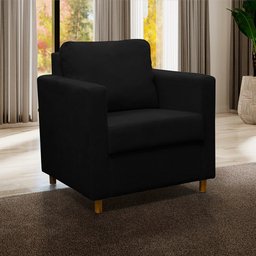 Poltrona Cadeira Lara Para Sala de Estar Escritório Consultório Suede Preto - Ninho Decor - 1