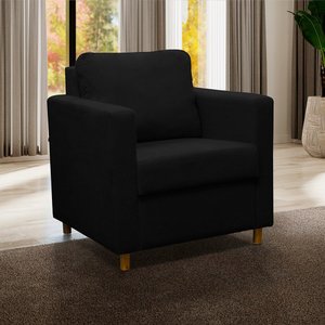 Poltrona Cadeira Lara Para Sala de Estar Escritório Consultório Suede Preto - Ninho Decor