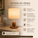 Ver imagem 2 de Abajur Luminária de Cabeceira Madeira Moderno Cúpula em Tecido