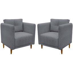 Kit 2 Poltronas Decorativa Luxo para Sala Consultório Escritório Recepção Aviv Linho Premium - 1