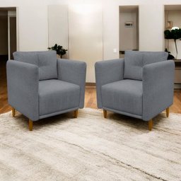 Kit 2 Poltronas Decorativa Luxo para Sala Consultório Escritório Recepção Aviv Linho Premium - 2