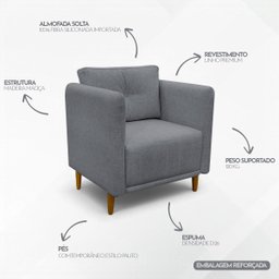 Kit 2 Poltronas Decorativa Luxo para Sala Consultório Escritório Recepção Aviv Linho Premium - 3