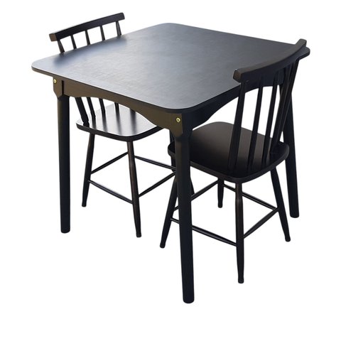 Jogo de Jantar Colonial Brisa Mesa 80x80cm Preto + 02 Cadeiras Pretas - Rustico Linda (quadrada)
