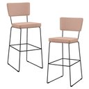 Ver imagem 1 de Kit 2 Banquetas Alta para Cozinha Sala de Jantar Base em Aço Fixa Allana L02 Linho Rosê - Lyam