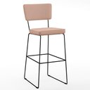Ver imagem 3 de Kit 2 Banquetas Alta para Cozinha Sala de Jantar Base em Aço Fixa Allana L02 Linho Rosê - Lyam